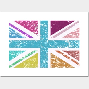 Distressed Union Flag Multicolored Posters and Art